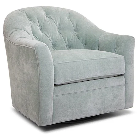 Transitional Swivel Chair with Button Tufting